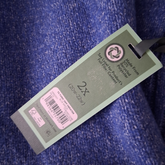 Terra & Sky women's Blue V-Neck Sweater stretchy knit plus size 2X 20-22 NWT - Picture 4 of 5